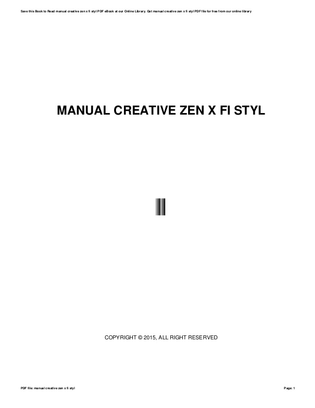 Creative Zen X Fi Manual